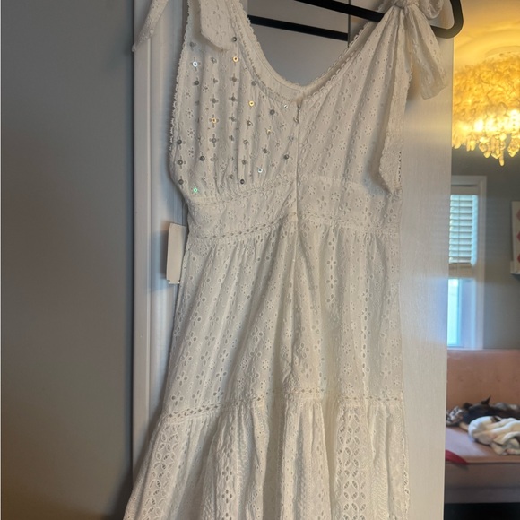 Cara Sequin Eyelet Cotton Cover-Up Mini Sundress - Picture 7 of 7